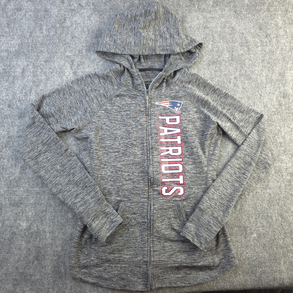 New England Patriots‎ Jacket Womens Small NFL Apparel Gray Solid Full Zip Hooded